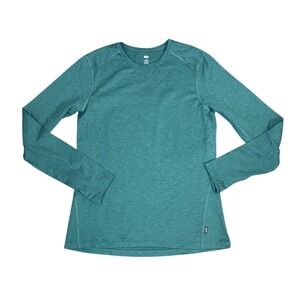 REI Co-op Women Teal Heather Long Sleeve Performance Top with Thumbholes Large